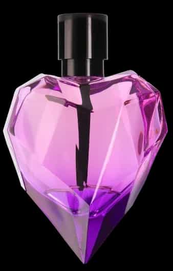 Frasco de perfume morado como ejemplo de fotografía de producto 360