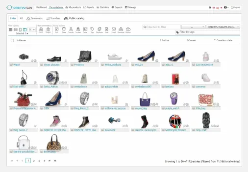 Ejemplo de interfaz de catálogo de productos