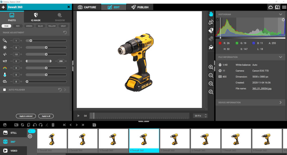 Software de fotografía de producto 360° – Orbitvu Station permite capturar, postprocesar y publicar giros 360°