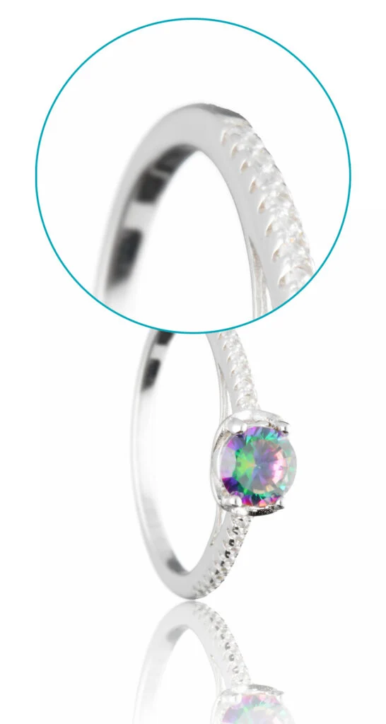 Imagen de producto de joyas: detalle con sensor APS-C