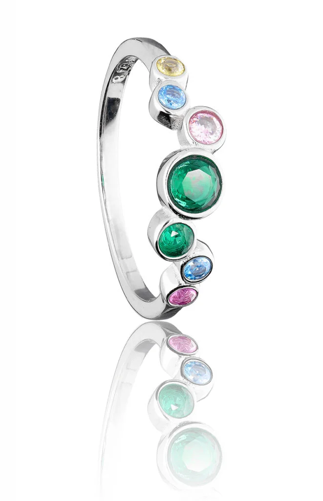 Anillo de plata: foto de joya con luz dura
