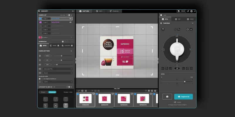 Captura tus productos y abre la Edit tab en Orbitvu Station
