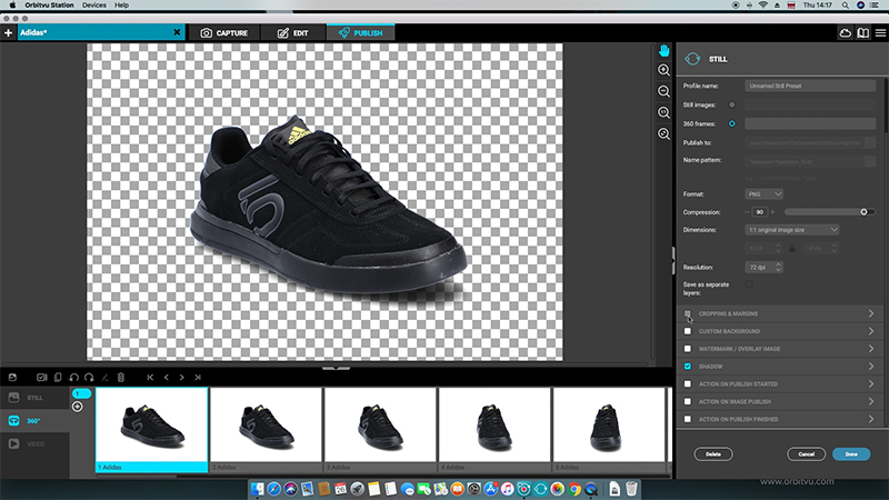 software for 360 photography - black sport shoe