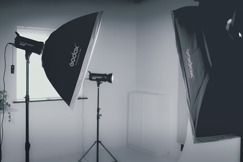 photo studio - Lamps with light diffusers